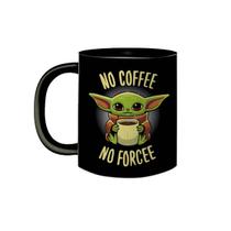 Caneca de Porcelana Preta Baby Yoda Grogu Sem Café sem Força - LaVince