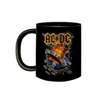 Caneca de Porcelana Preta Banda AC/DC Hells Bells Anos 80 Caneca de Porcelana Preta Banda AC/DC Hells Bells Anos 80
