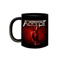 Caneca de Porcelana Preta Banda Accept Heavy Metal Anos 80