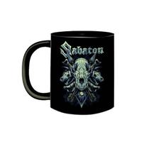 Caneca de Porcelana Preta Banda de Metal Sueca Sabaton Rock