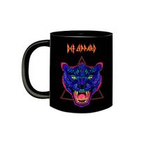 Caneca de Porcelana Preta Banda Def Leppard Heavy Metal 80's