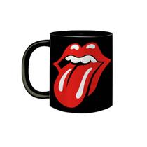 Caneca de Porcelana Preta Banda Rolling Stones Rock 1962