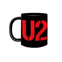 Caneca de Porcelana Preta Banda U2 Rock Internacional