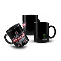 Caneca de Porcelana Preta Cowboy PBR Rodeio Montaria 325mL