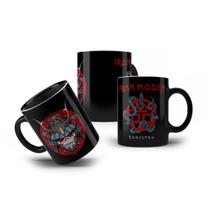 Caneca de Porcelana Preta Iron Maiden Album Novo Senjutsu