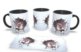 Caneca de Porcelana Preta Personalizada Artes Espelhadas em 3D