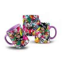 Caneca de Porcelana Rosa Sticker Bomb Adesivos Pop 325mL