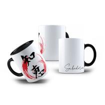 Caneca de Porcelana Sabedoria Kanji Japonês Símbolo 325mL