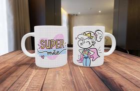 Caneca de Porcelana Super mãe - Rosa - Dia das mães presente