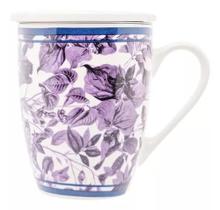 CANECA DE PORCELANA SUPER WHITE C/TAMPA E FILTRO BLUE GARDEN 310ml CANECA DE PORCELANA SUPER WHITE C/TAMPA E FILTRO BLUE GARDEN 310ml