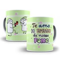 Caneca De Porcelana Te Amo do Tamanho da Sua Fome Flork Presente Dia dos Namorados