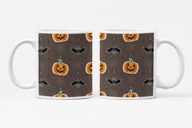 Caneca de Porcelana Tema Halloween Dia das Bruxas 325ml