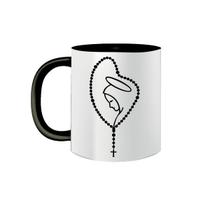 Caneca de Porcelana Terço Nossa Senhora Oração Fé 325mL