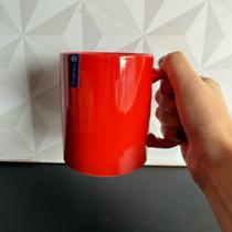 Caneca de porcelana vermelha 300ml com alça grande para café chá cappuccino leite xícara