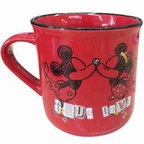 Caneca De Porcelana Vermelha Mickey e Minnie True Love 280ml - Disney