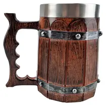 Caneca De Resina Estilo Barril Viking 600Ml Chopp Medieval