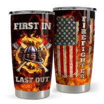 Caneca de viagem de aço inoxidável Tumbler SANDJEST Firefighter 20 oz