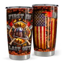 Caneca de viagem de aço inoxidável Tumbler SANDJEST Firefighter 590ml Caneca de viagem de aço inoxidável Tumbler SANDJEST Firefighter 590ml