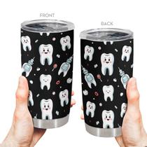 Caneca de viagem Oasisdream Tumbler de aço inoxidável 600mL com tampa