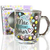 Caneca de Vidro 320ml Personalizada Frases Dia das Mães Presente Caneca de Vidro 320ml Personalizada Frases Dia das Mães Presente