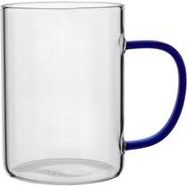 Caneca De Vidro 450ml Para Café Chá Com Alça Azul Elegante