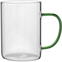 Caneca De Vidro 450ml Para Café Chá Com Alça Verde Elegante