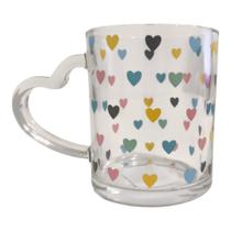 Caneca de Vidro Amore 350ml Alça de Coração