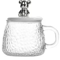 Caneca De Vidro Bear Ursinho Com Tampa E Colher 400ml Lanty