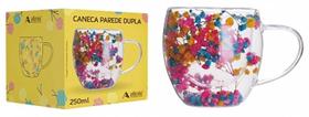 Caneca de Vidro Borossilicato Dupla Camélia 250 ML sortidas Cor:Verão