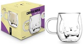 Caneca de Vidro borossilicato Dupla Gato 200 ML Brasfoot Cor:Modelo 2 Caneca de Vidro borossilicato Dupla Gato 200 ML Brasfoot Cor:Modelo 2
