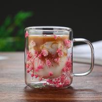Caneca de Vidro Borossilicato Parede Dupla 350ml Flores Secas Sortidas Café Chá Presente Caneca de Vidro Borossilicato Parede Dupla 350ml Flores Secas Sortidas Café Chá Presente