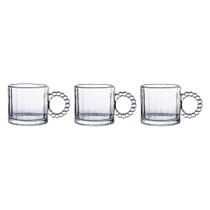 Caneca de Vidro Bubbly 300ml 3 Pecas
