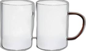 Caneca de Vidro C/Alça Fun Ambar Wolff - 2 unidades