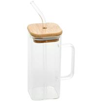 Caneca de Vidro c/ Tampa de Bambu Hermética e Canudo 380ml Caneca de Vidro c/ Tampa de Bambu Hermética e Canudo 380ml