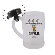 Caneca de Vidro campainha Uma pausa p/ beber cerveja 630ml - Koala Megashop