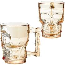 Caneca de vidro caveira ambar cintilante 450ml - RIO DE OURO Caneca de vidro caveira ambar cintilante 450ml - RIO DE OURO