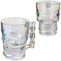 Caneca de vidro caveira cintilante 450ml