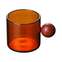 Caneca De Vidro Colorida Com Alça De Madeira Reutilizável E Resistente Ao Calor Para Café, Chá E Caneca De Vidro Colorida Com Alça De Madeira Reutilizável E Resistente Ao Calor Para Café, Chá E