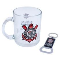 Caneca de vidro com abridor de garrafas 350ml - corinthians Caneca de vidro com abridor de garrafas 350ml - corinthians