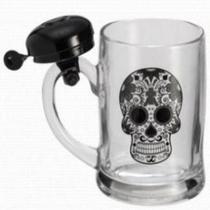 Caneca De Vidro Com Campainha Estampa Caveira 400Ml Caneca De Vidro Com Campainha Estampa Caveira 400Ml