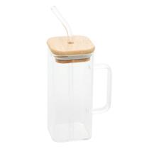 Caneca De Vidro Com Canudo E Tampa De Bambu 400Ml - WOLFF