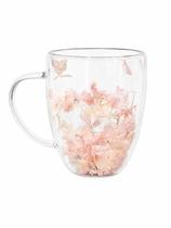 Caneca de Vidro com Pétalas Coloridas Dupla Parede 350ml Decorativa Elegante Moderna e Sofisticada Cor:Rosa/Branco Caneca de Vidro com Pétalas Coloridas Dupla Parede 350ml Decorativa Elegante Moderna e Sofisticada Cor:Rosa/Branco