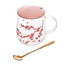 Caneca de Vidro com Tampa e Colher Sakura 500ml Wolff