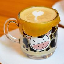 Caneca de vidro decorada de vaquinha 300ml na caixa para café chá leite canequinha decorativa cha cafe presente vaca