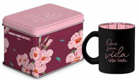 Caneca de Vidro Diamond Mensagens Positivas 300 ML Brasfoot Cor:Que sua vida