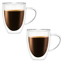 Caneca de Vidro Duplo 350ml Parede Dupla Xícara Térmica para Chá Café Suco Capuccino Dolce Gusto