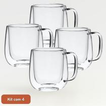 Caneca de Vidro Duplo Borossilicato 260ml Resistente Elegante Café