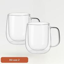 Caneca de Vidro Duplo Borossilicato 320ml Elegante Resistente Café