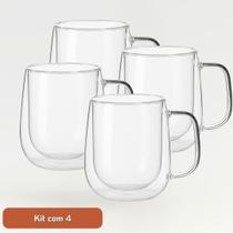 Caneca de Vidro Duplo Borossilicato 320ml Elegante Resistente Café