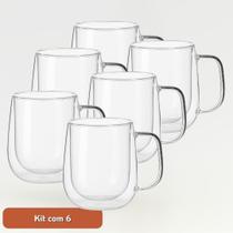 Caneca de Vidro Duplo Borossilicato 320ml Elegante Resistente Café
